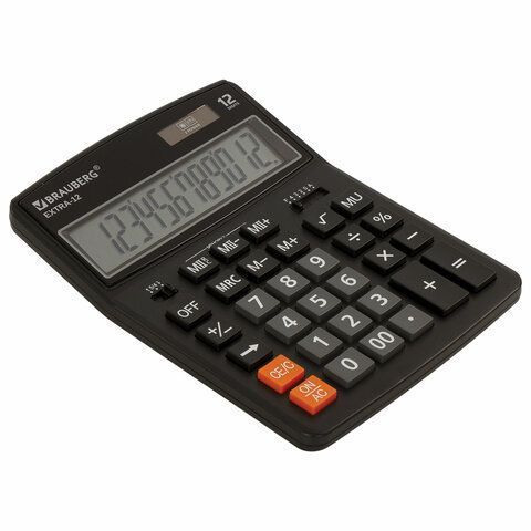 Калькулятор настольный BRAUBERG EXTRA-12-BK (206x155мм) 12 разрядов двойное питание 1/20