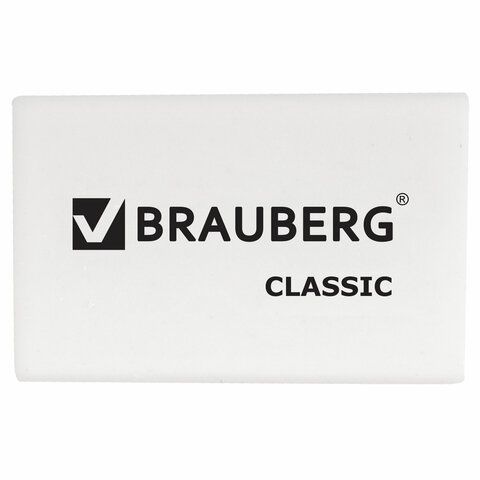 Ластик 26х17х7мм термопластичная резина белый BRAUBERG 1/80