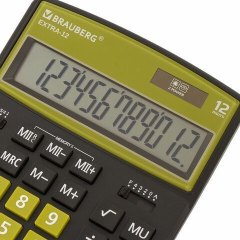 Калькулятор настольный BRAUBERG EXTRA-12-BKOL 12 разр двойное пит 206x155 мм 1/20