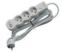 Удлинитель сетевой 5м 3 розетки 10А USB белый Космос (ПЭТ) 1/1