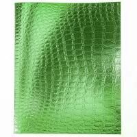 Тетрадь 48л А5 бумвинил клетка с полями METALLIC тиснение CROCO Зеленая 1/100