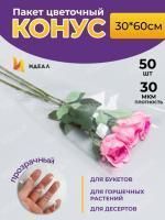 Пакет для цветов п/п конус Алиса прозрач+прозрач 30х60 1/50