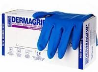 Перчатки смотровые нест сверхпрочные латекс синие Dermagrip powder free М (7-8) 32г High Risk 25/250