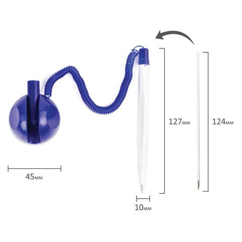 Ручка шариковая настольная синяя на пружинке на подставке STOP PEN 1/100/500