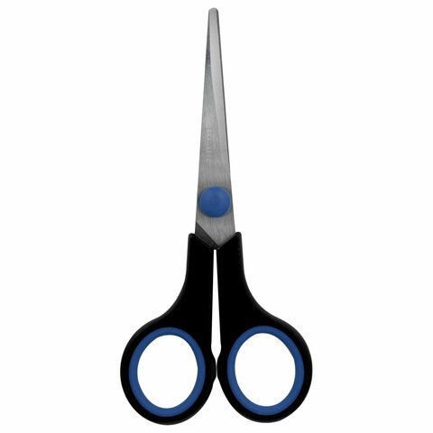 Ножницы 140мм метал черно-синие резиновые вставки SOFT GRIP Brauberg 1/12