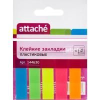 Закладки клейкие пластиковые 45х12мм 5цв х20л неон Attache 1/96