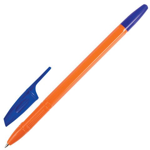 Ручка шариковая синяя узел 0,7мм линия 0,35мм корпус оранж BRAUBERG X-333 Orange 1/50/1000