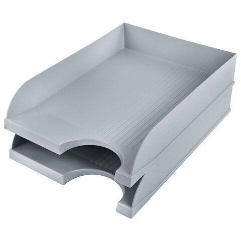 Лоток горизонтальный для бумаг 350х253х65мм серый Standard Brauberg 1/20