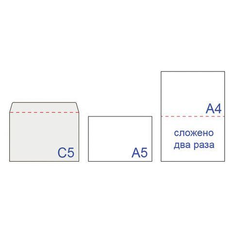 Конверты С5 162х229мм 80г/м2 отрывная полоса STRIP белые 1/1000