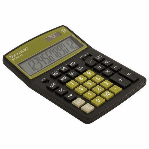 Калькулятор настольный BRAUBERG EXTRA-12-BKOL 12 разр двойное пит 206x155 мм 1/20
